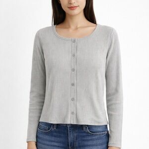 Hollister Gray Button-Up Cardigan Shirt